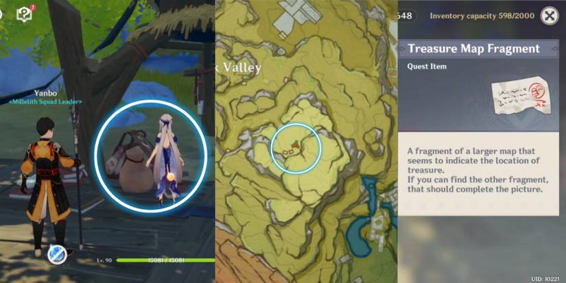first treasure map fragment location in genshin impact