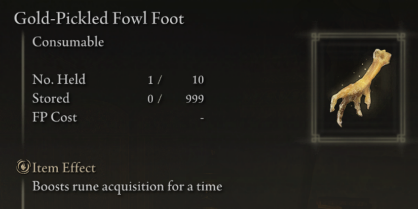 gold pickled fowl foot in elden ring