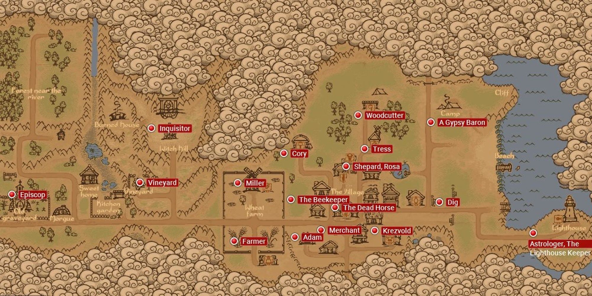 graveyard keeper map partial map with locations