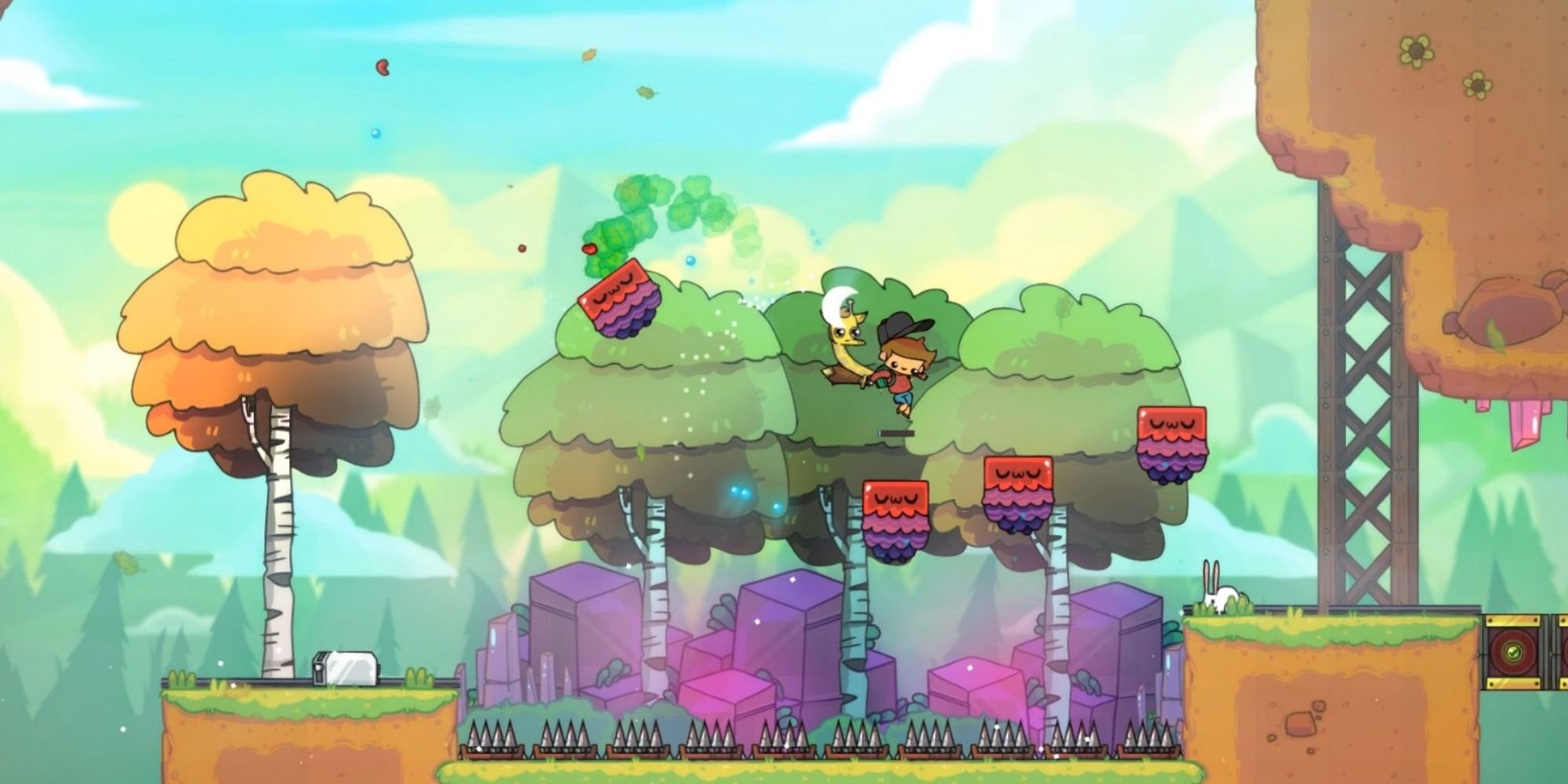 hero, mr rock, and sparkles jumping on baddies in the adventure pals