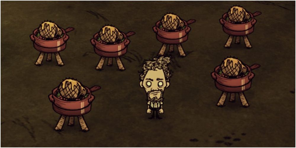 A player with several Honey Hams in Don't Starve Together.