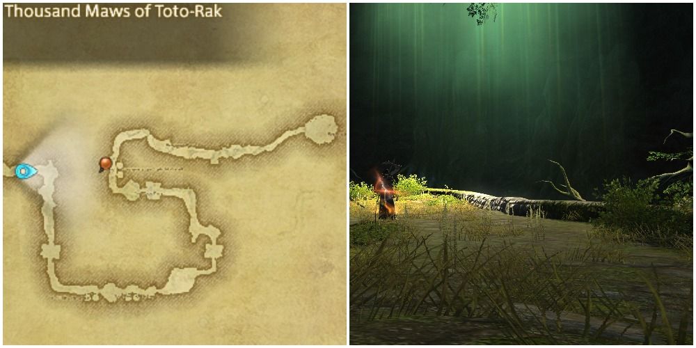 Split image of map and new dungeon look.