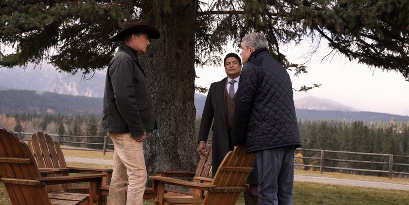 John Dutton, Chief Thomas Rainwater, and Dan Jenkins meet