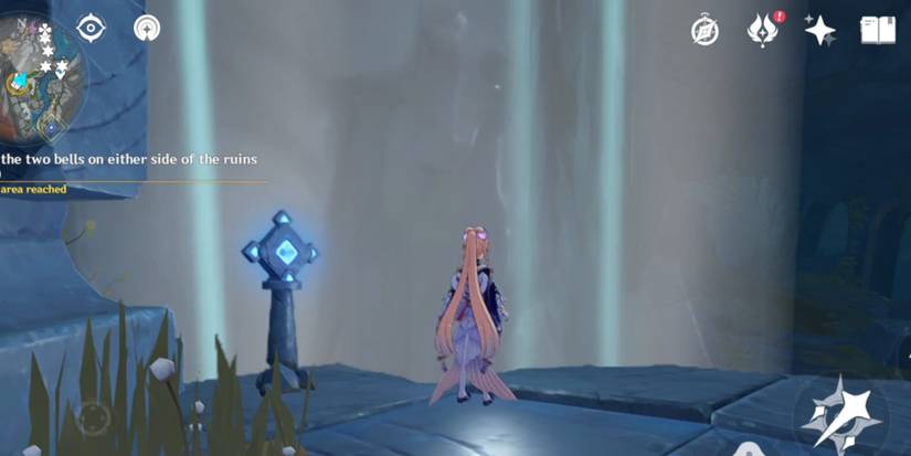 kokomi in front of a wind current in genshin impact