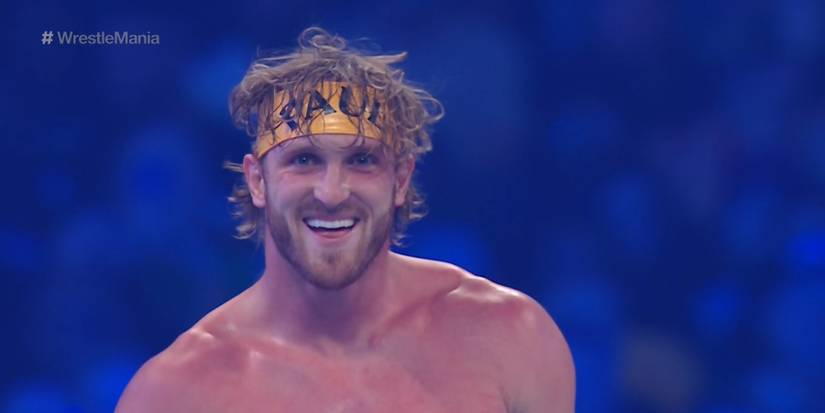 logan paul wrestlemania 38 smiling