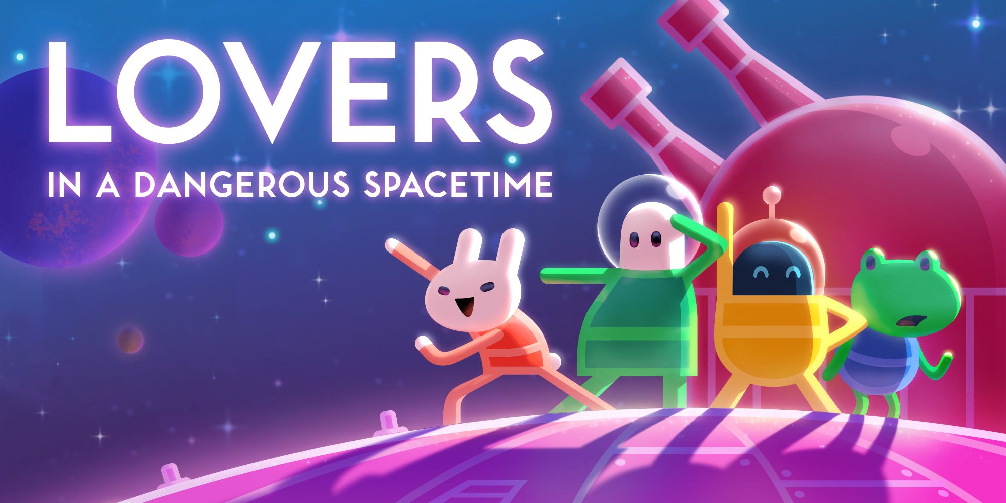 Lovers In A Dangerous Spacetime showing playable characters on ship