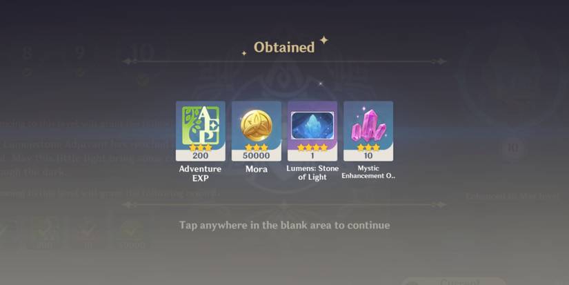 lumenstone adjuvant level 10 rewards