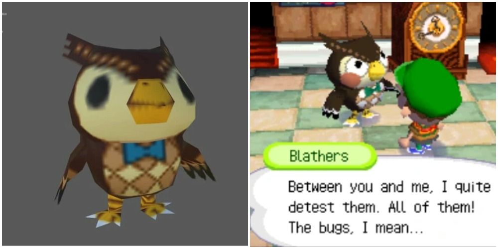 Split image of Beta Blathers and Wild World Blathers.