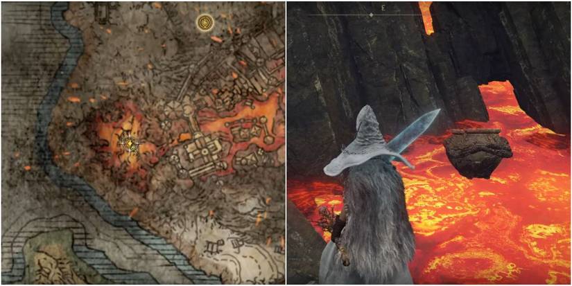 Elden Ring Iron Fist Alexander Warrior Jar inside Magma Lake.