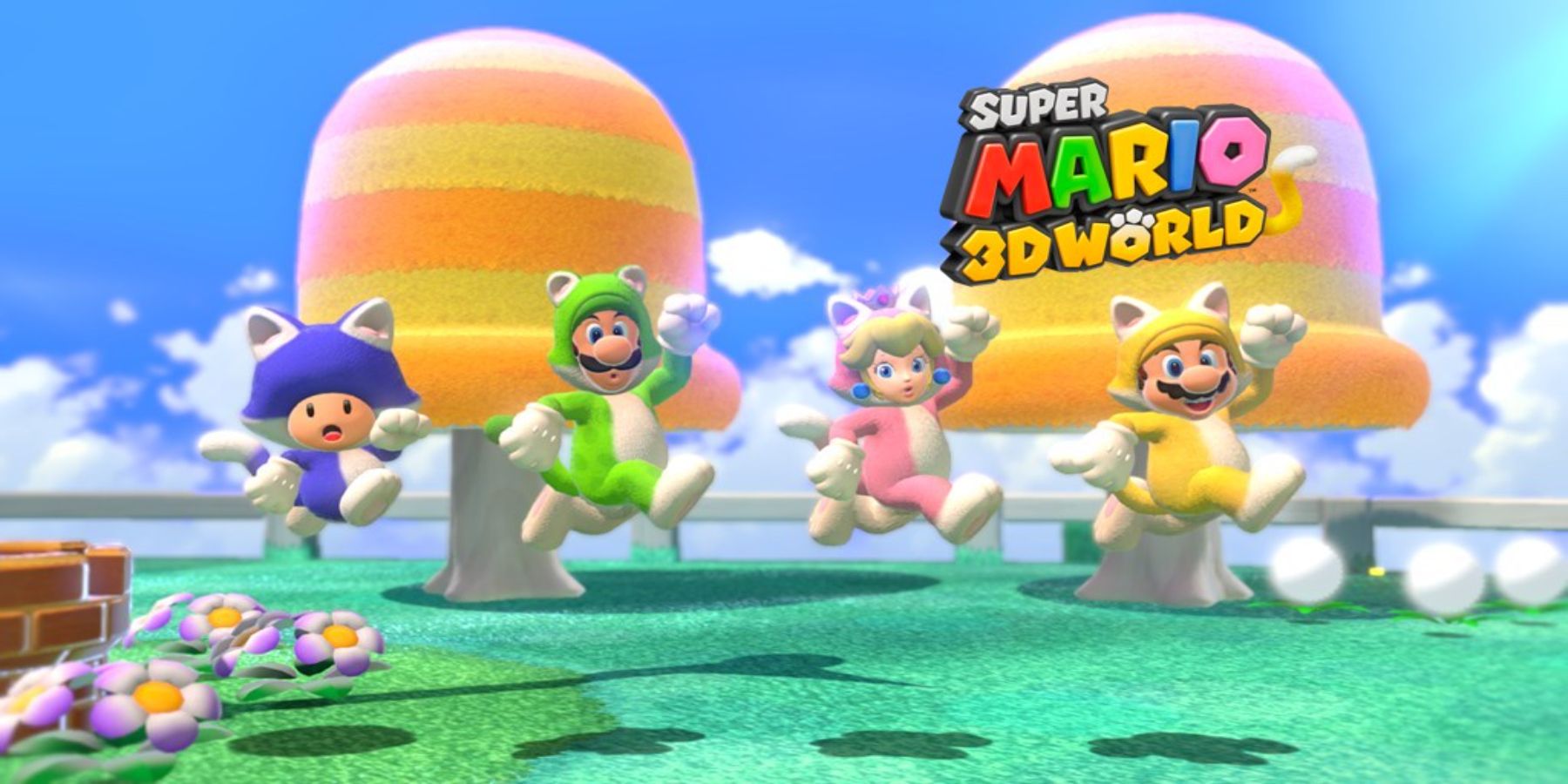 mario 3d world characters jumping cat suit