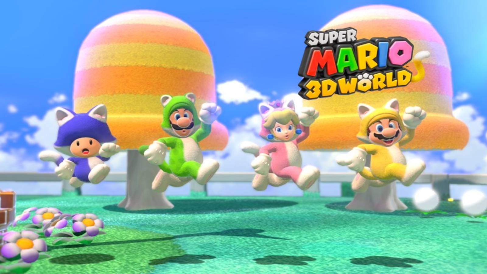 mario 3d world characters jumping cat suit