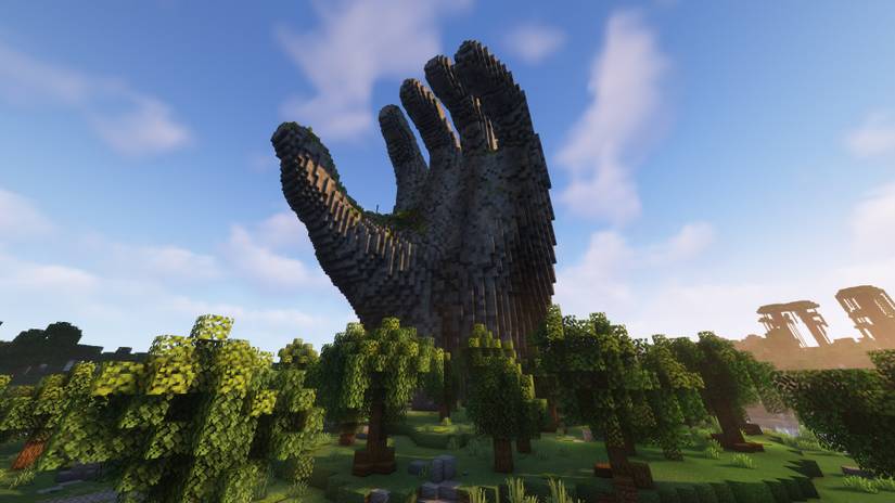 Minecraft Player Builds Lifelike Giant Stone Hand