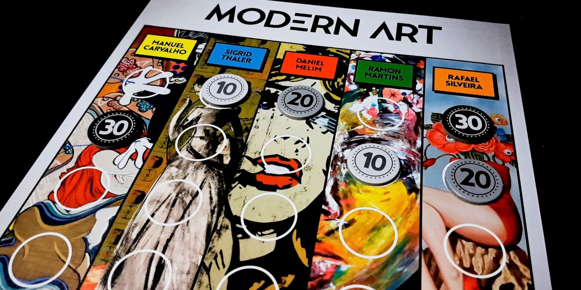 modern art board game showing the worth of artwork 