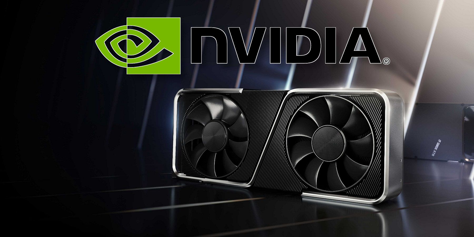 The Nvidia logo with an RTX graphics card underneath it.