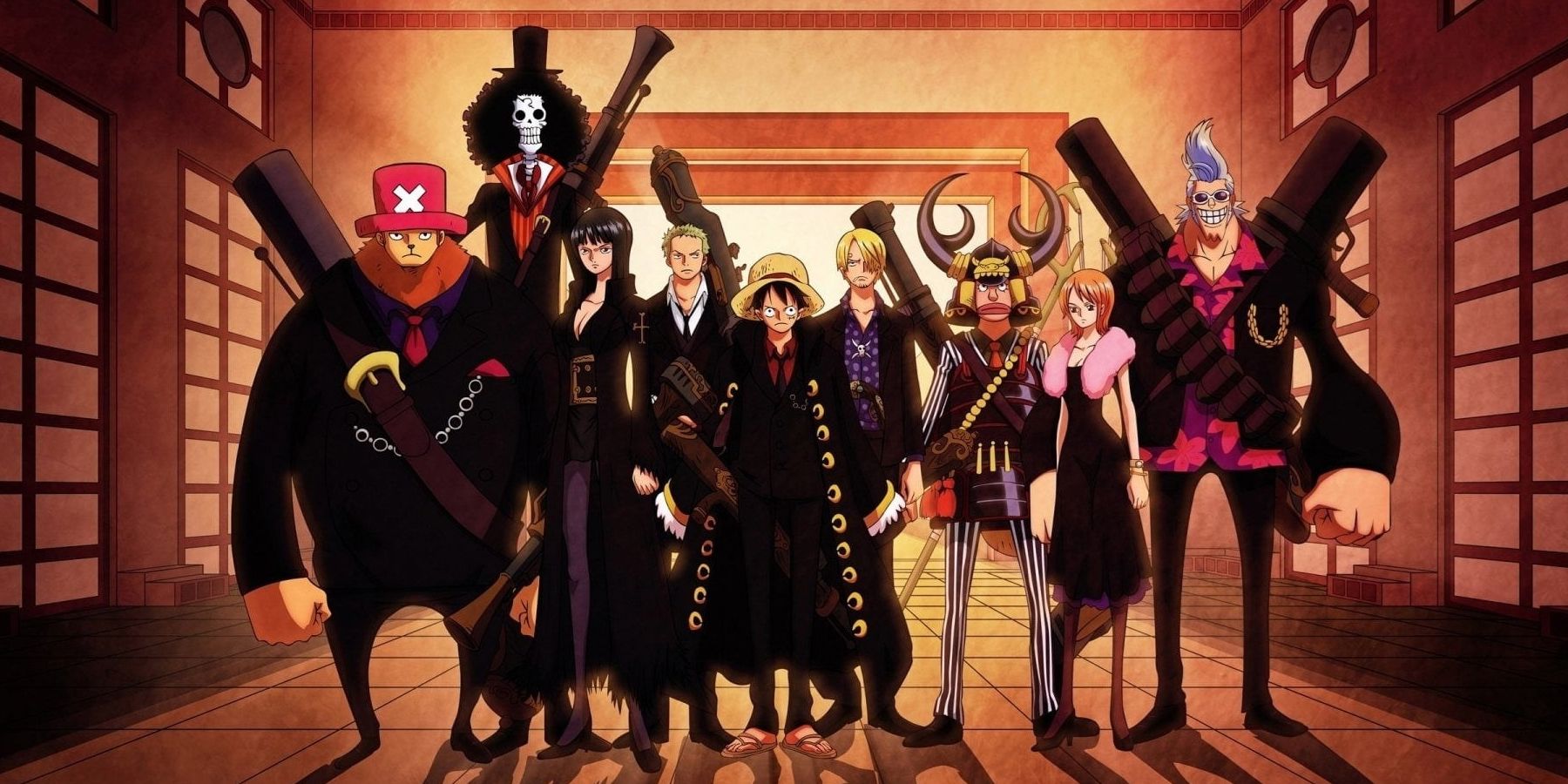 one piece strong world straw hats suits