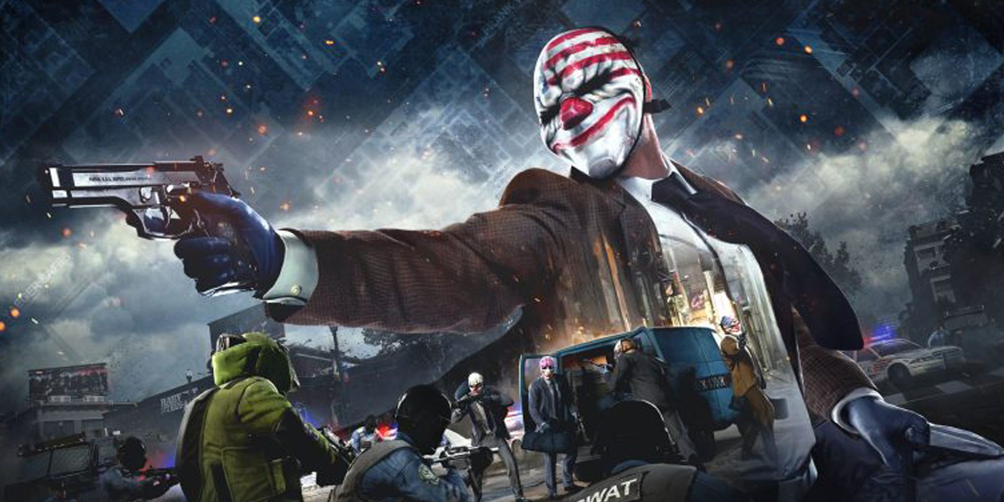 Key art for Payday 2 depicting Dallas holding a gun