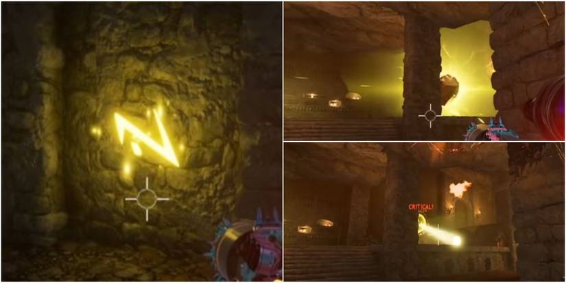 Yellow Rune used to summon a boss in the Chaos Chamber from Tiny Tina's Wonderlands.