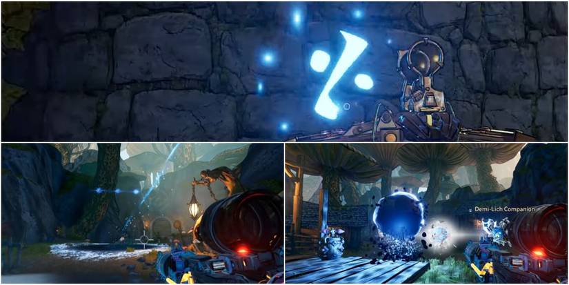 Blue Rune used to summon a boss in the Chaos Chamber from Tiny Tina's Wonderlands.