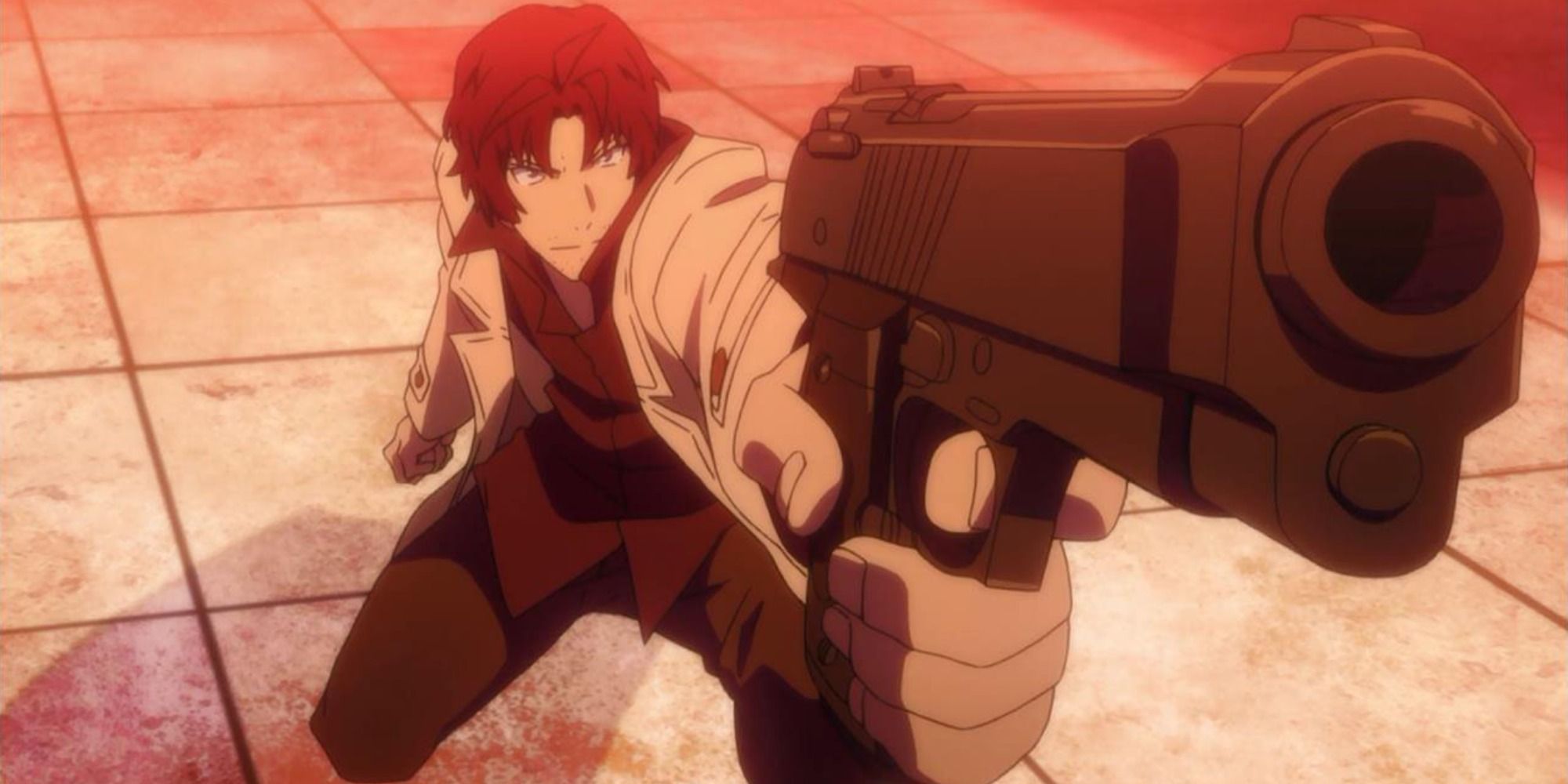 bungou stray dog oda pointing a gun to a target