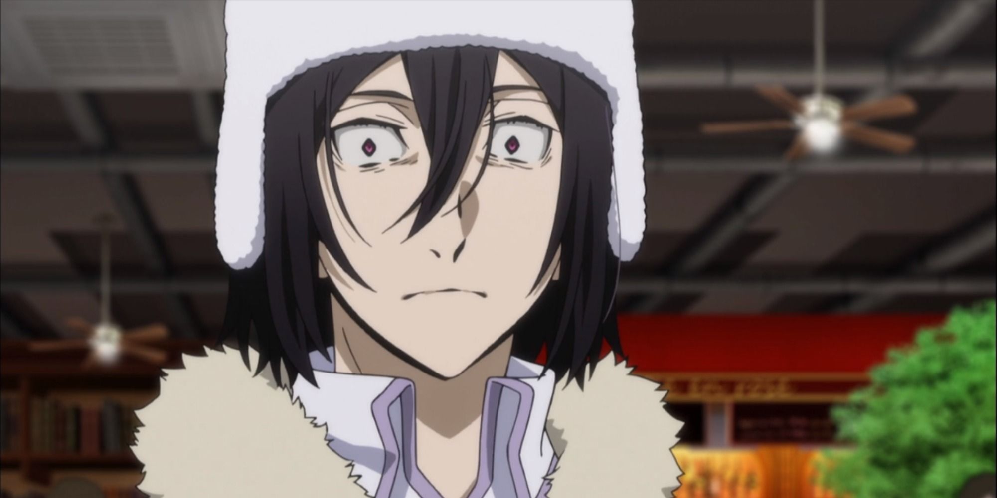 bungou stray dog fyodor wearing a hat and pretending to be shocked