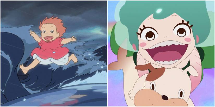Split image of Ponyo and Lu smiling.