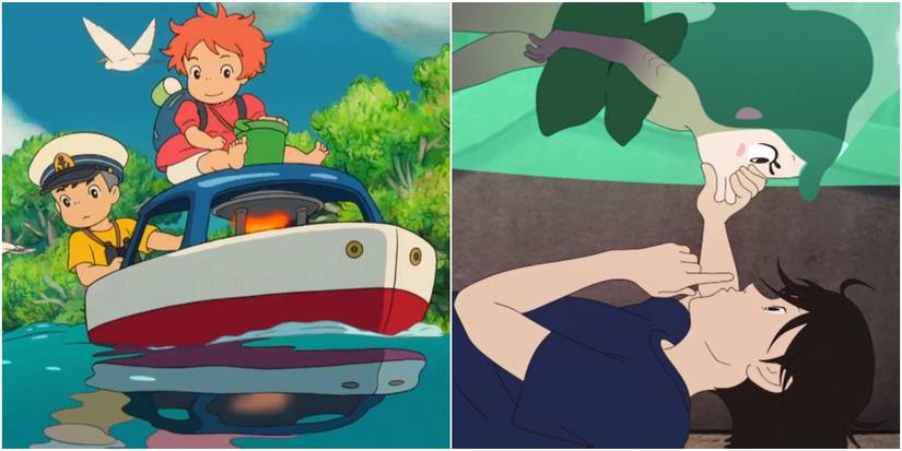 Split image of Ponyo on boat and Lu having her mouth shut.