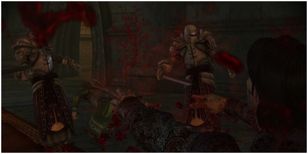 Jowan killing templars with blood magic.