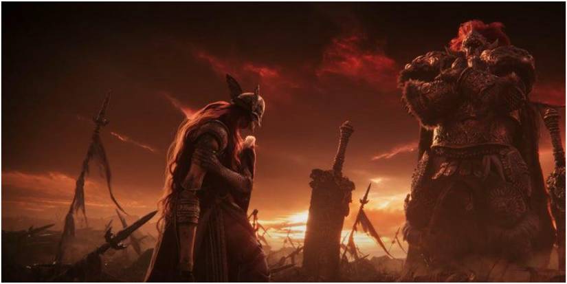 Melania facing Radahn.