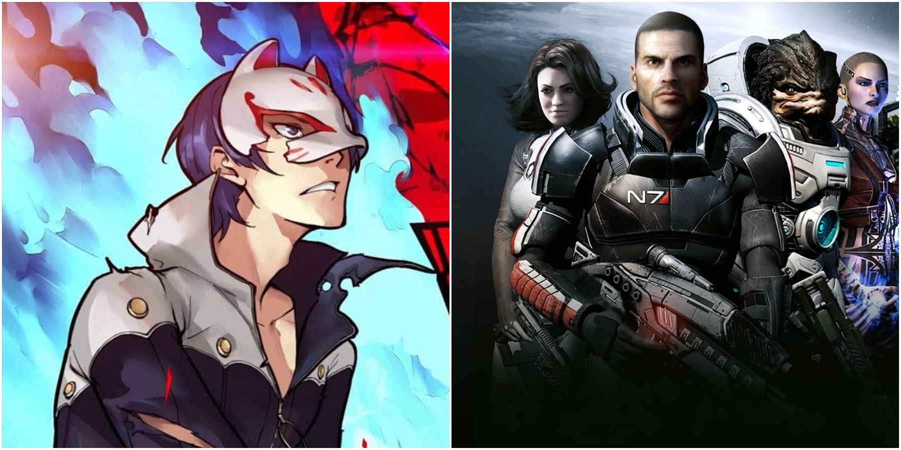 Left: Yusuke from Persona 5; right: Mass Effect characters