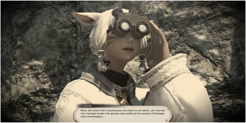 Y'shtola looking through goggles.