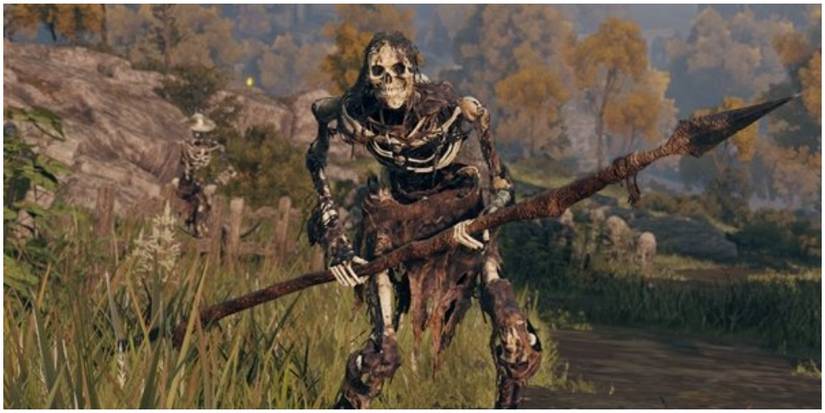 Skeleton with spear.