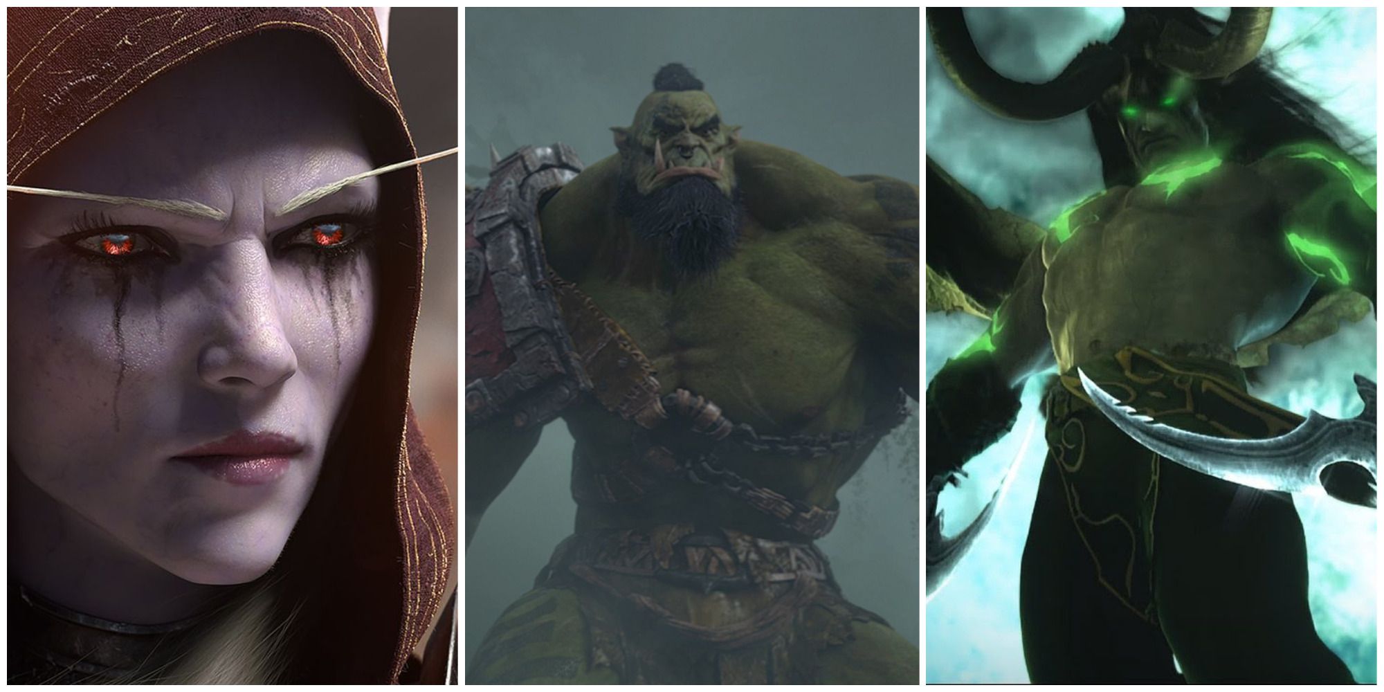 left to right: Sylvanas, Pandaria Orc, Illidan