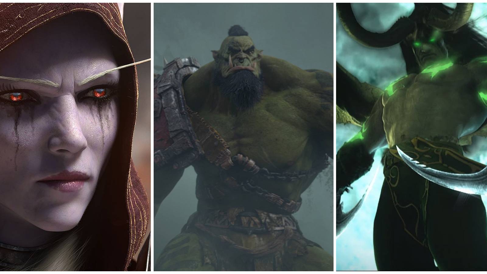 left to right: Sylvanas, Pandaria Orc, Illidan