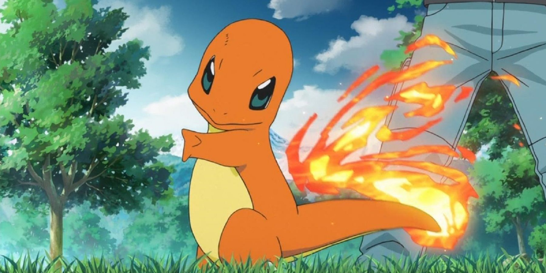 Charmander waving its burning tail in Pokemon Origins.