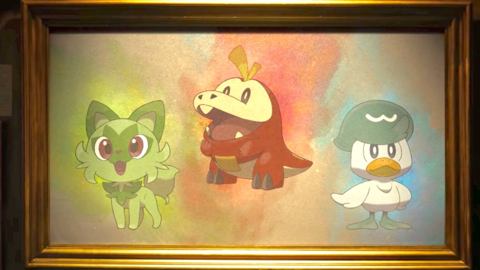 A photo of the Pokemon Scarlet and Violet starter trio.