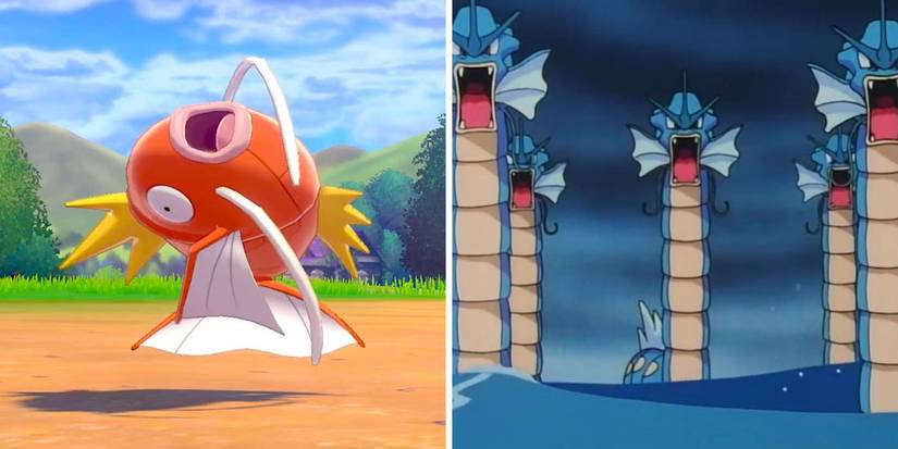 Magikarp evolves into Gyarados in the Pokemon games