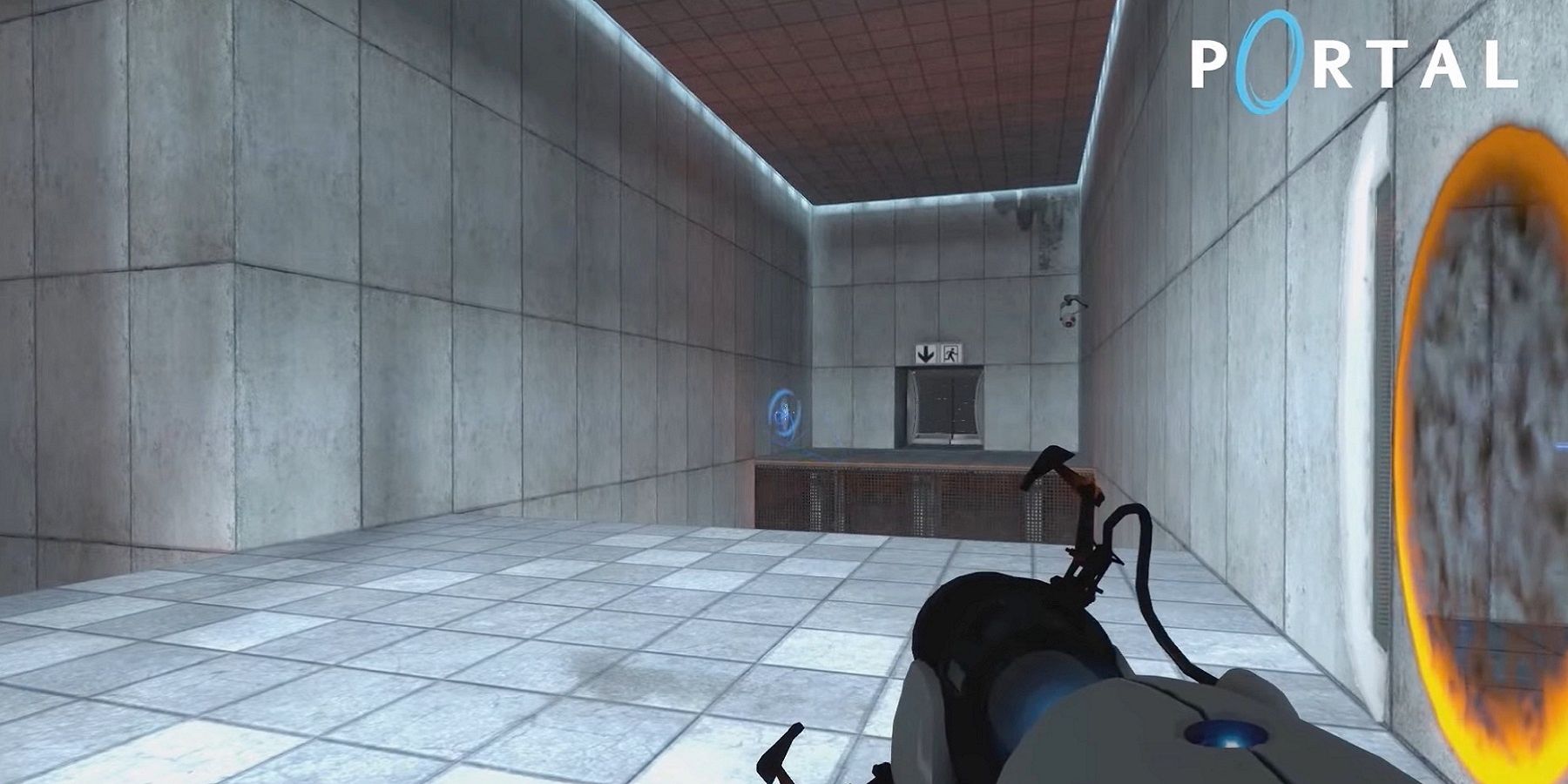 Screenshot from Portal with the game logo in the top right corner.
