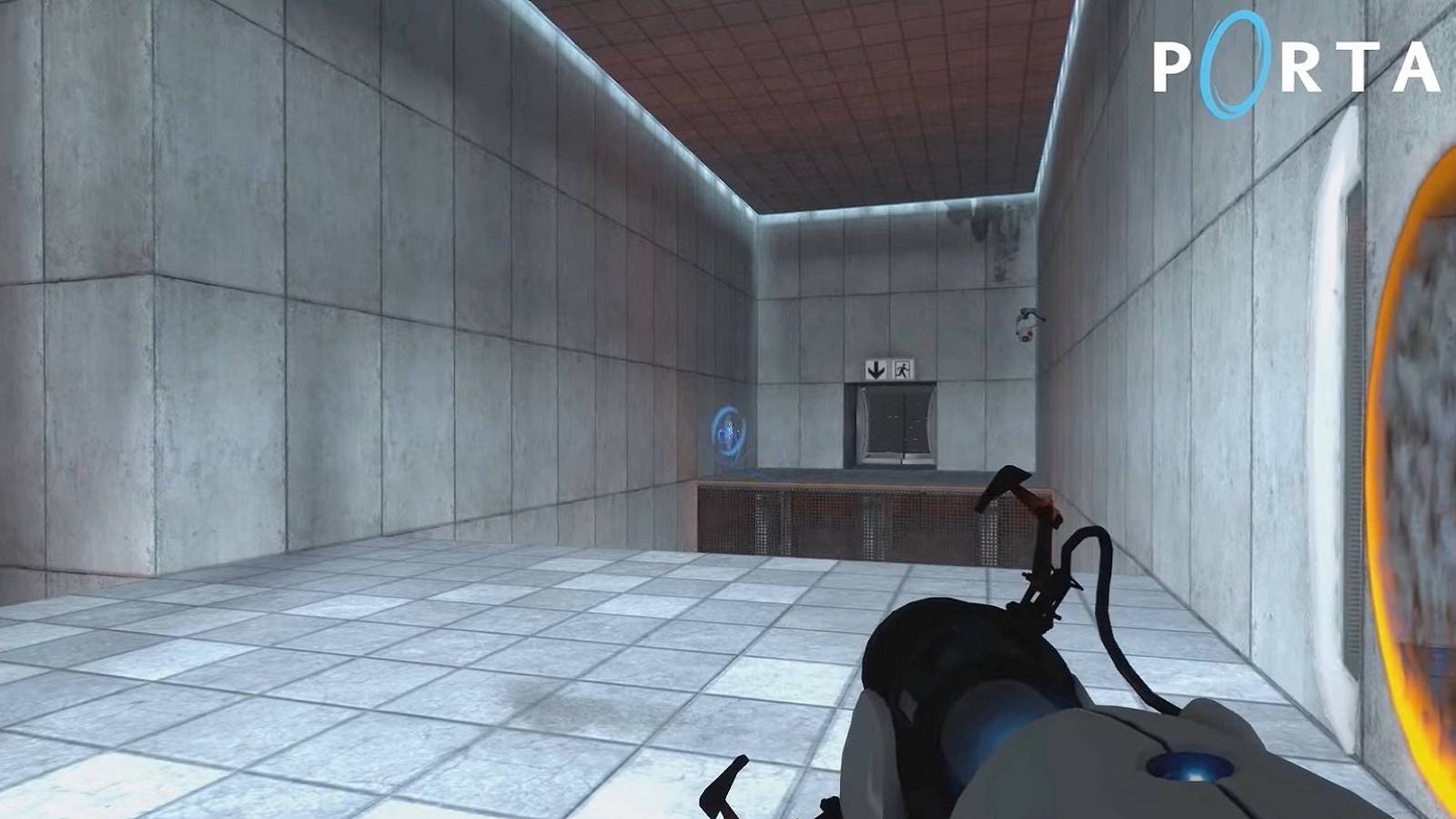 Screenshot from Portal with the game logo in the top right corner.
