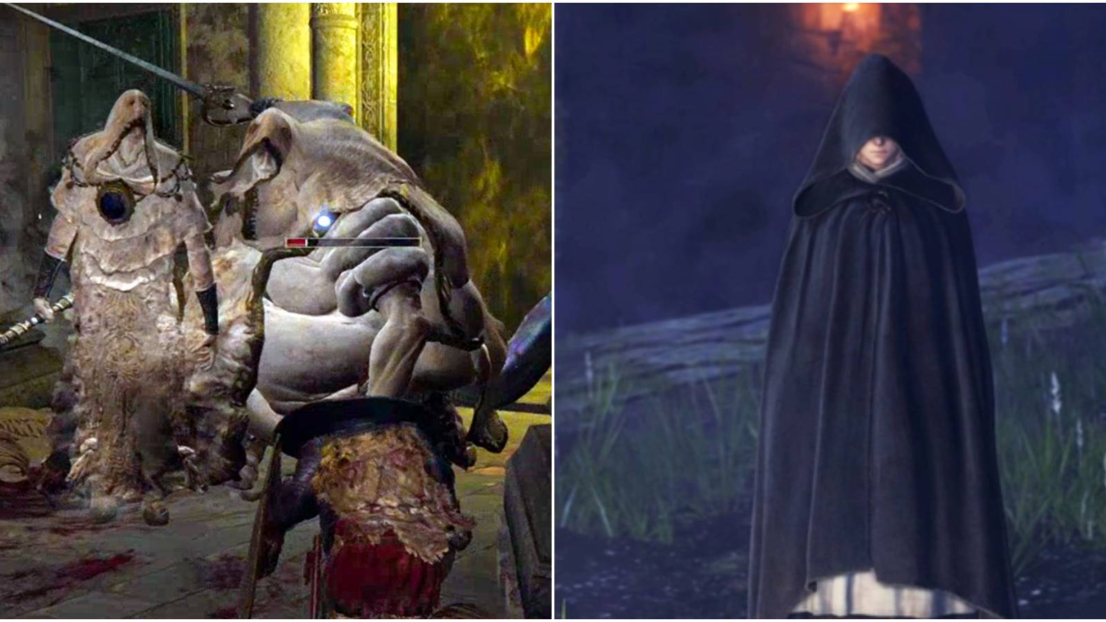 Split image of Godskin Duo and hooded Melina.