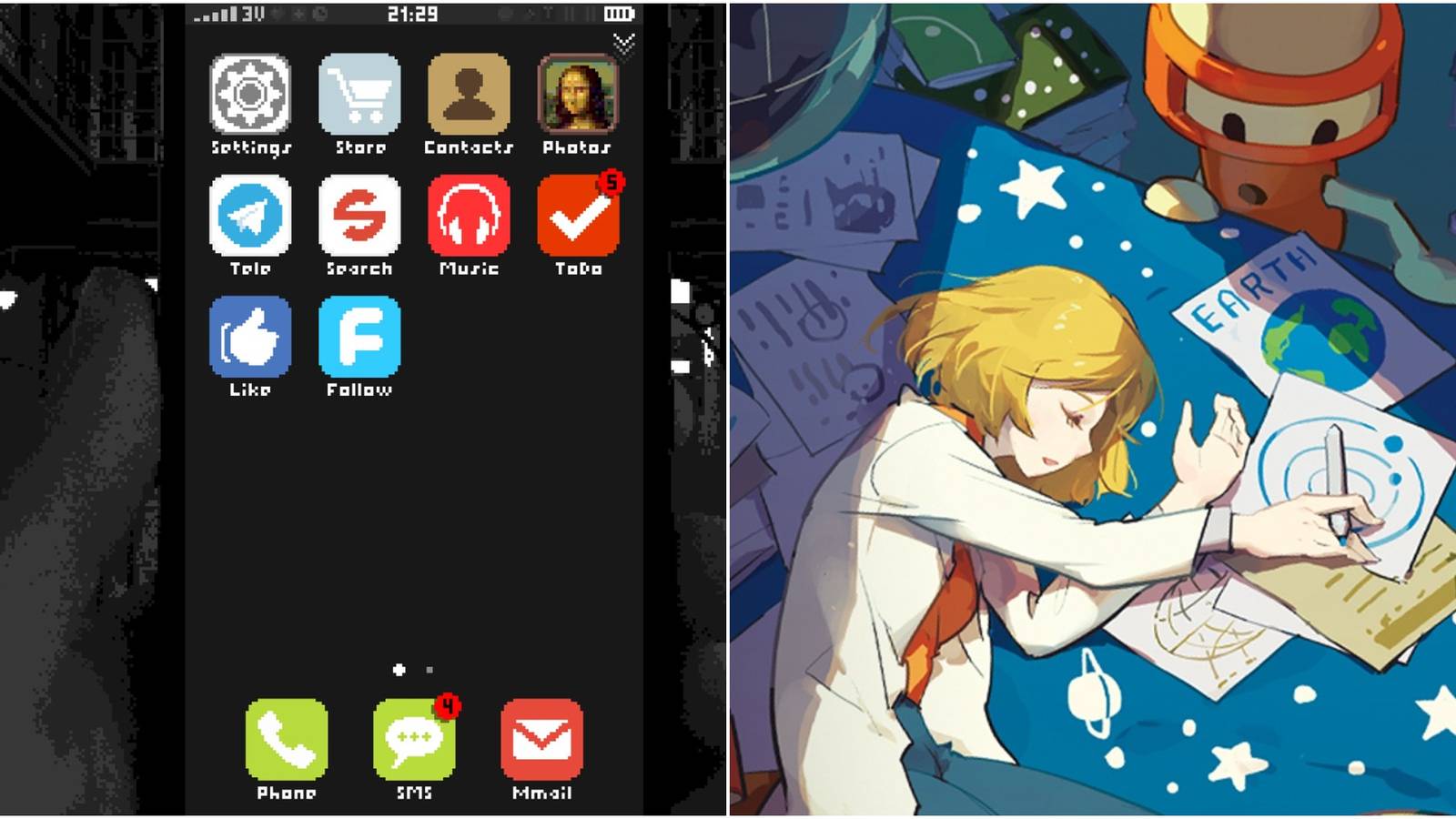 split image of replica and opus