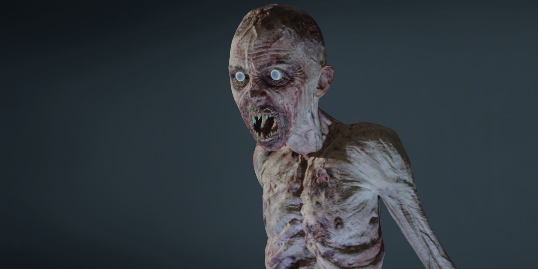 Image from a Resident Evil 2 mod that shows an Until Dawn Wendigo creature on a gray background.