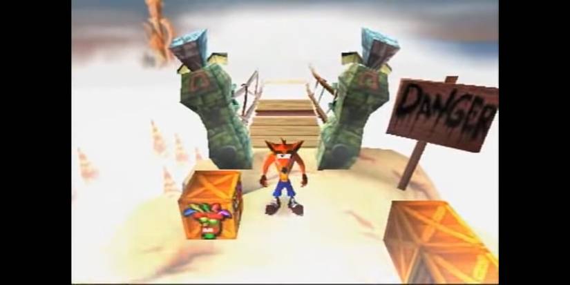 Crash standing in front of a bridge