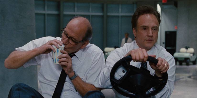 Sitterson and Hadley on a golf cart in The Cabin in the Woods