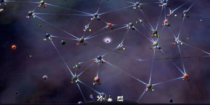 Slipways Game showing trade routes and empire