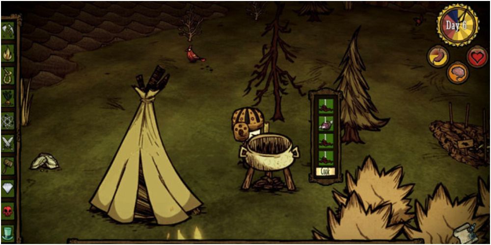 Player preparing the Sweet Potato Souffle in Don't Starve Together. 
