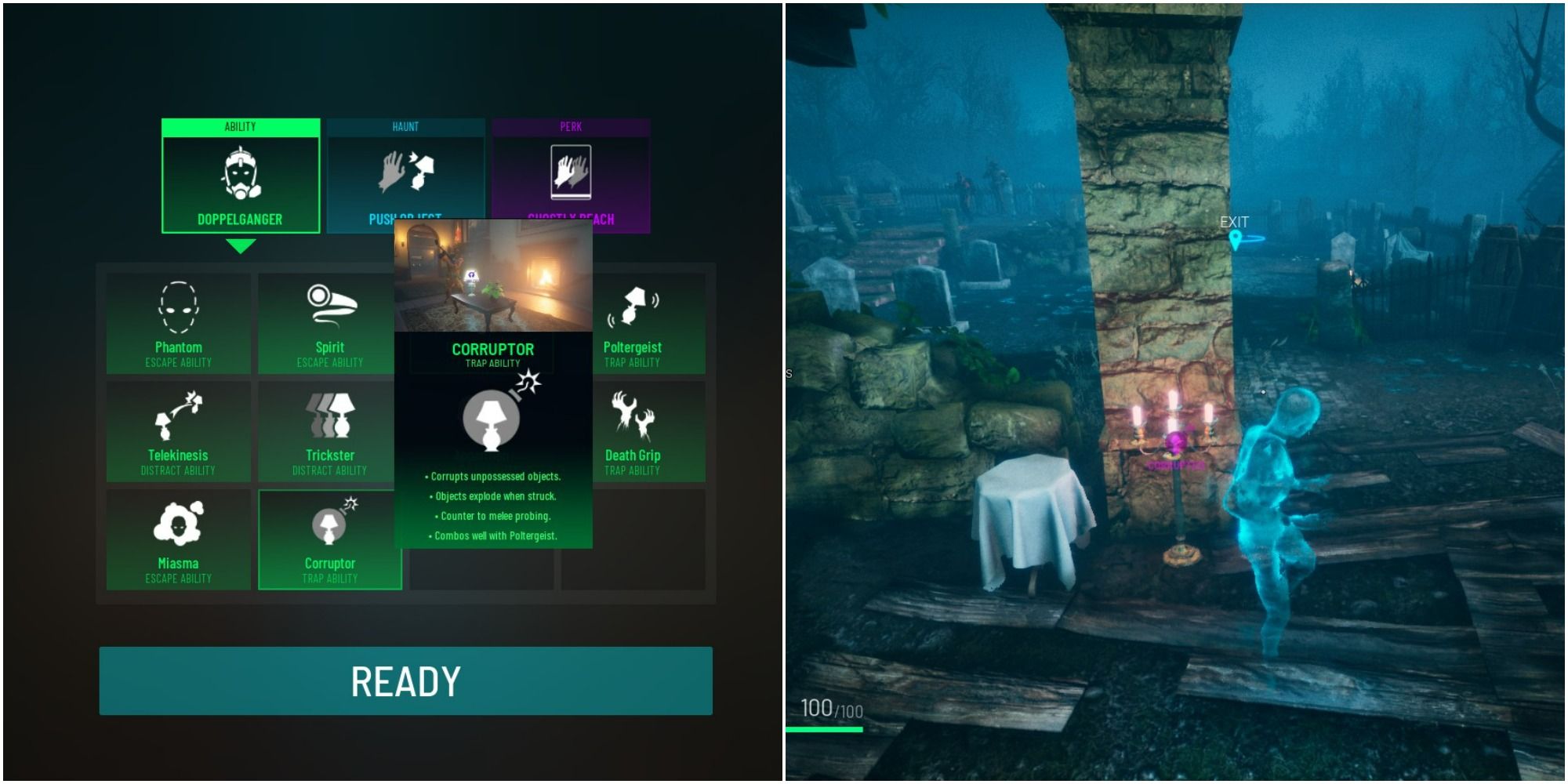 the corruptor ghost ability info and a ghost corrupting some objects in midnight ghost hunt