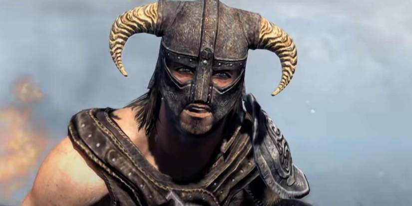 A close up image of the Dragonborn from The Elder Scrolls 5: Skyrim.