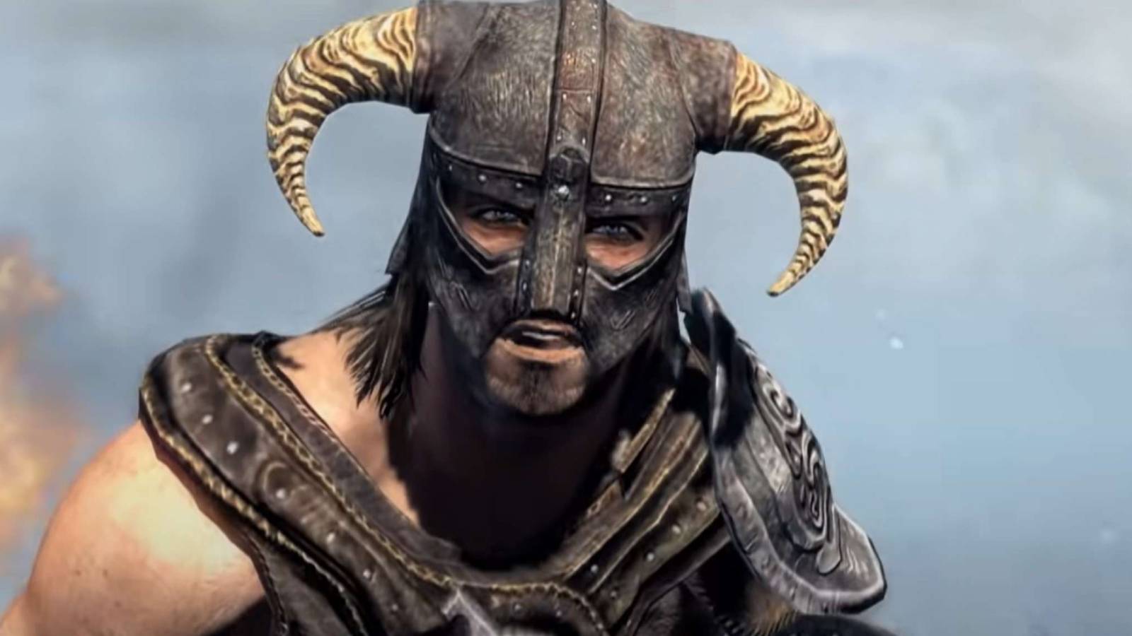 A close up image of the Dragonborn from The Elder Scrolls 5: Skyrim.