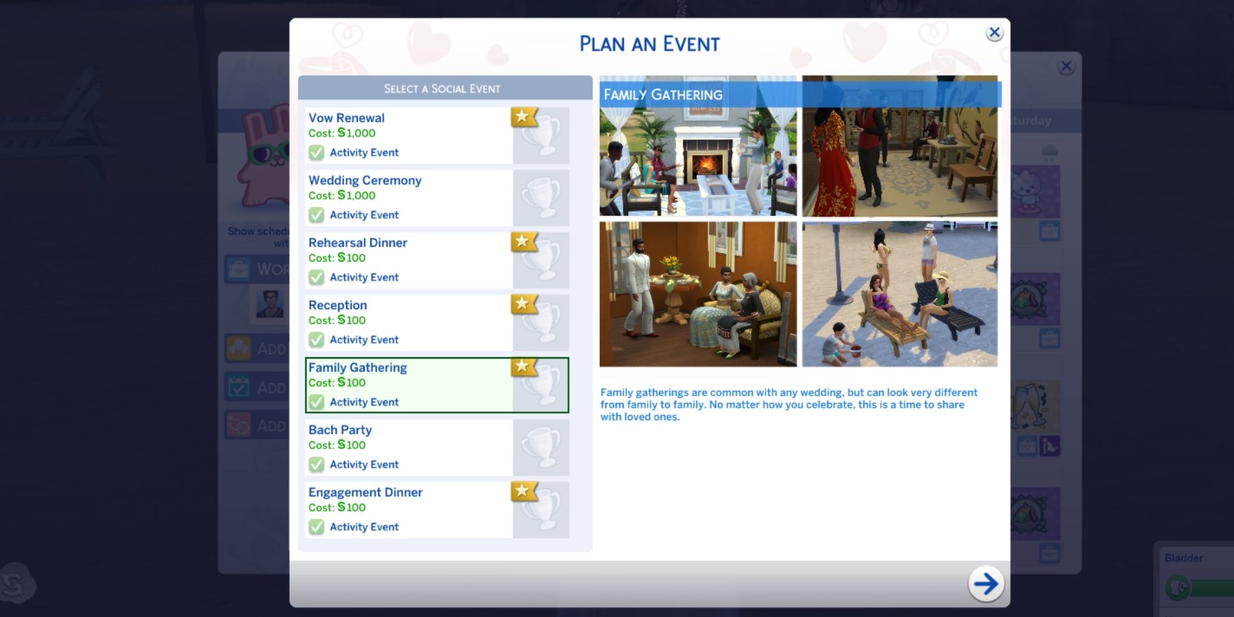 the family Gathering event in the sims 4