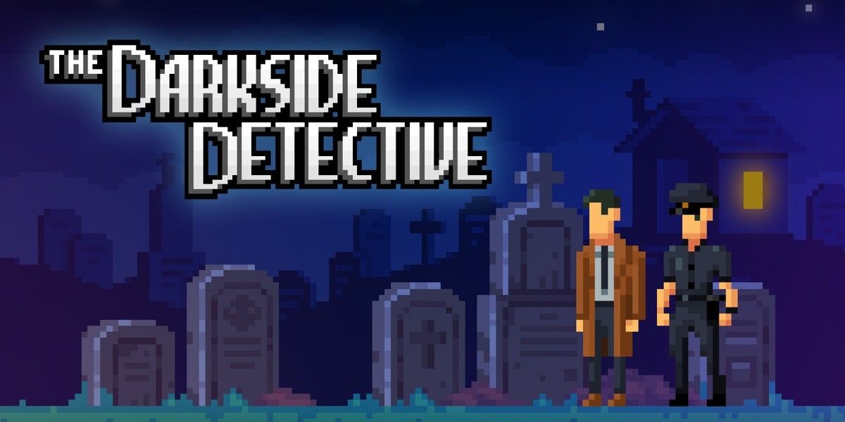 the darkside detective title art with the protagonists at a cemetry 